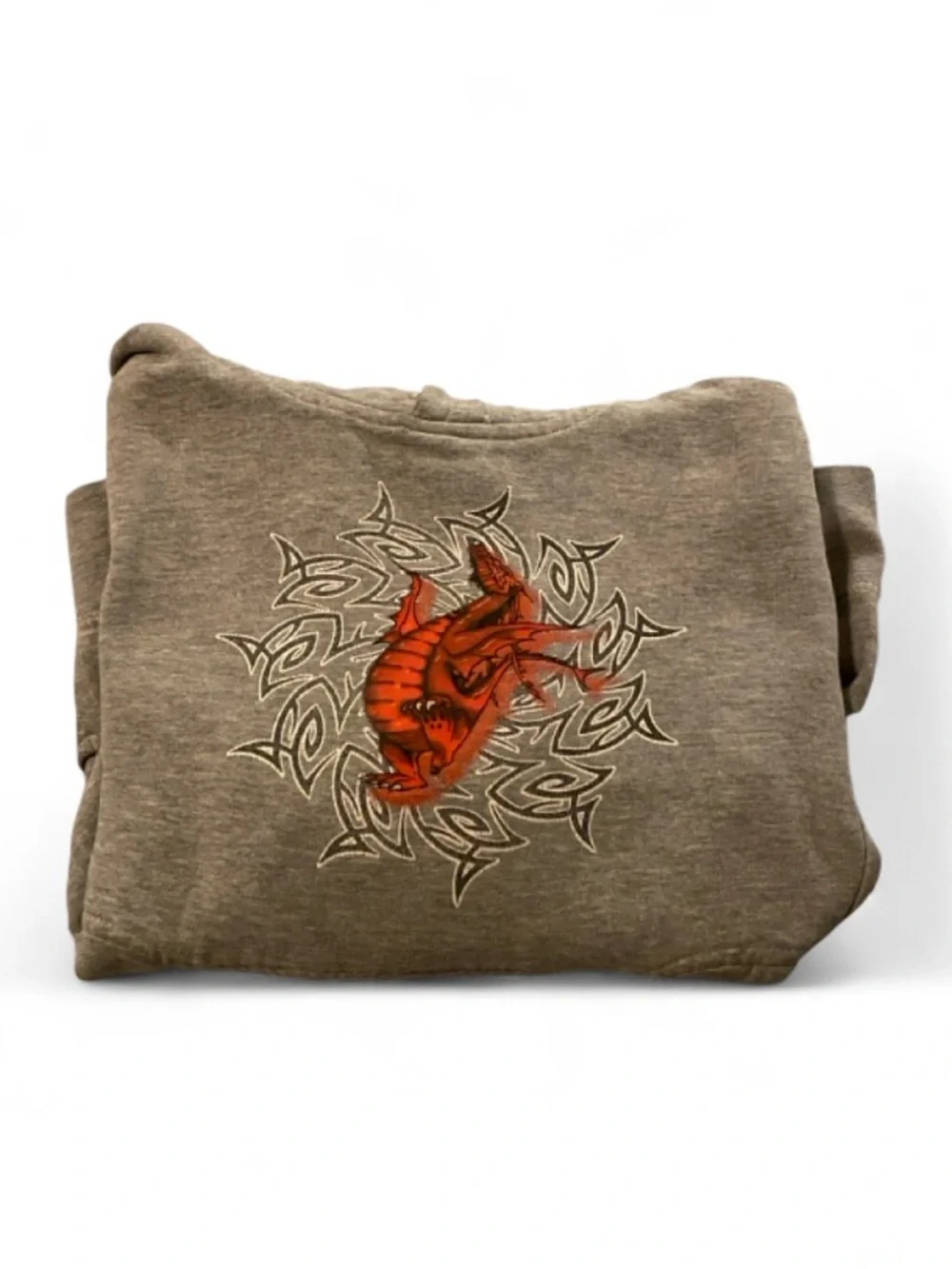 Gray hoodie with dragon graphic pullover